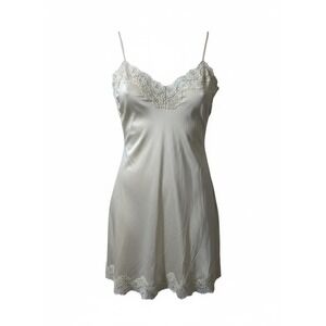 Mary Green 100% Silk Lace Trim Chemise Nightgown Cream Ivory Size M